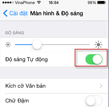 tắt bật độ sáng